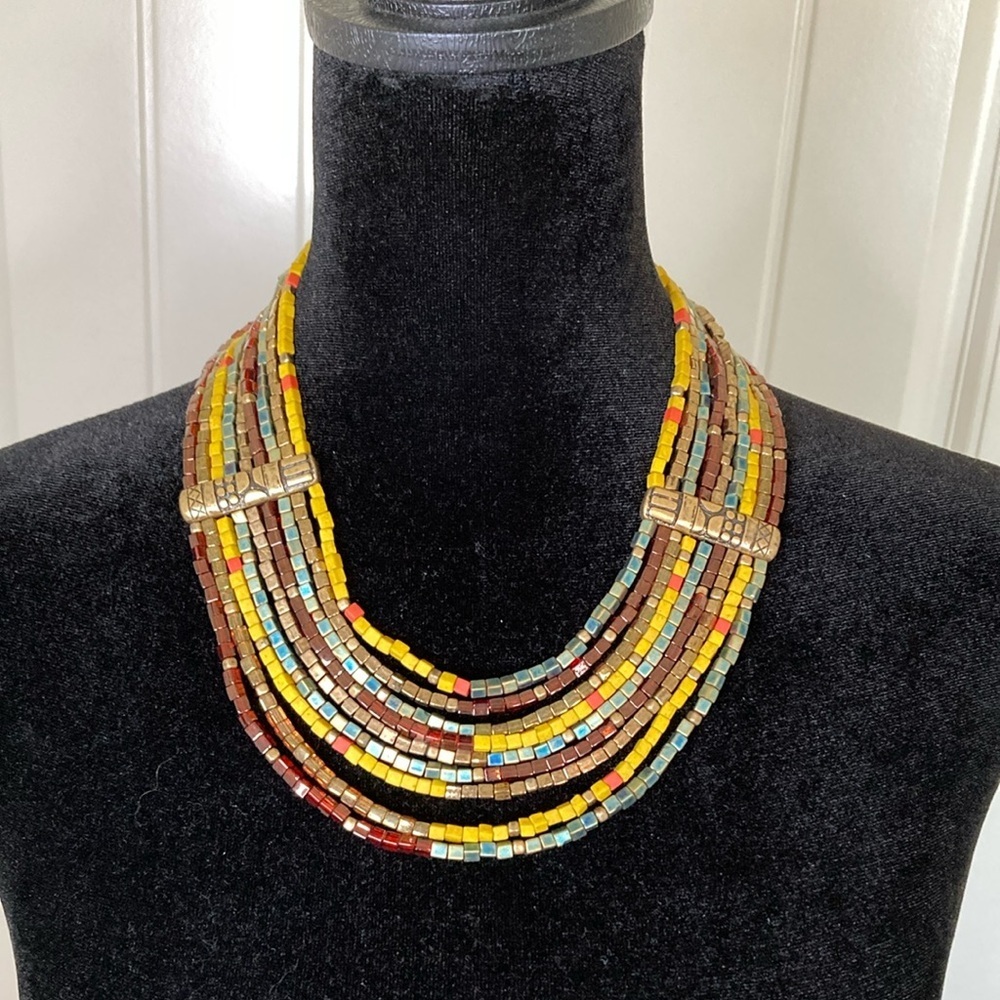 Chicos Womens Necklace Multistrand Beaded African‎ Western 16 to 20" NWT